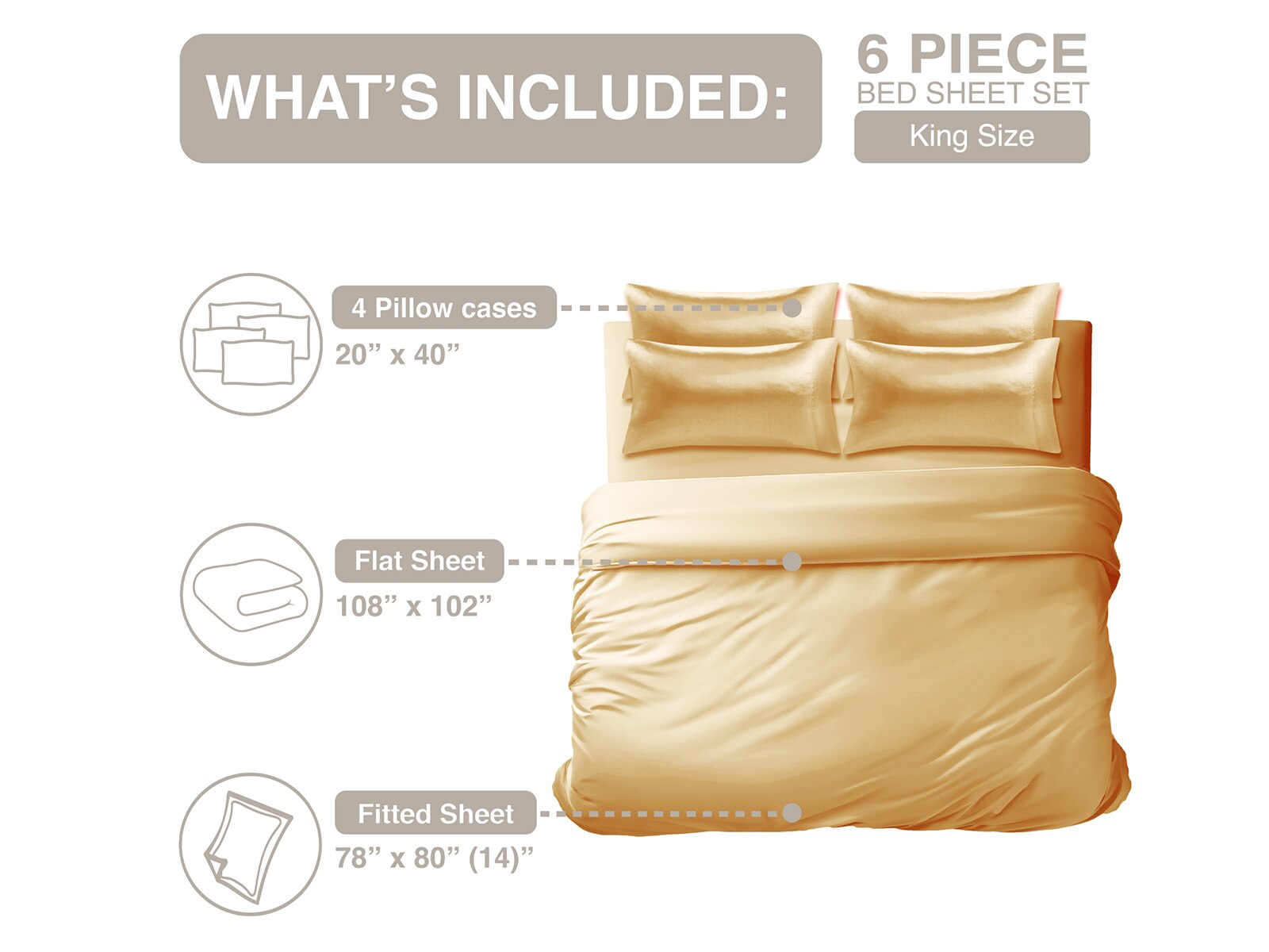 Satin Wrinkle-Free Luxurious 6-Piece Sheet Set